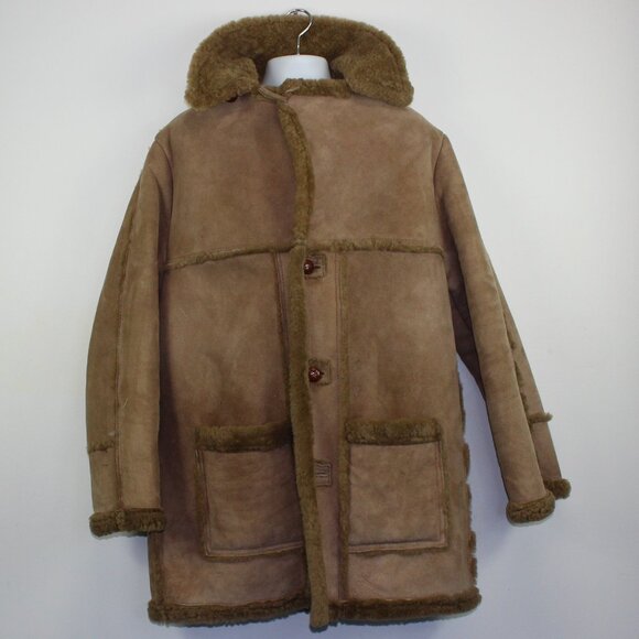 Vintage Sheepskin Shearling Leather Jacket Coat (2XL - 50) - Picture 1 of 12